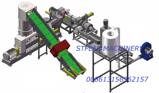 HDPE 플라스틱 미립자 압출기 기계를 줄이는 싱글 스테이지 고형 폐기물 워터링